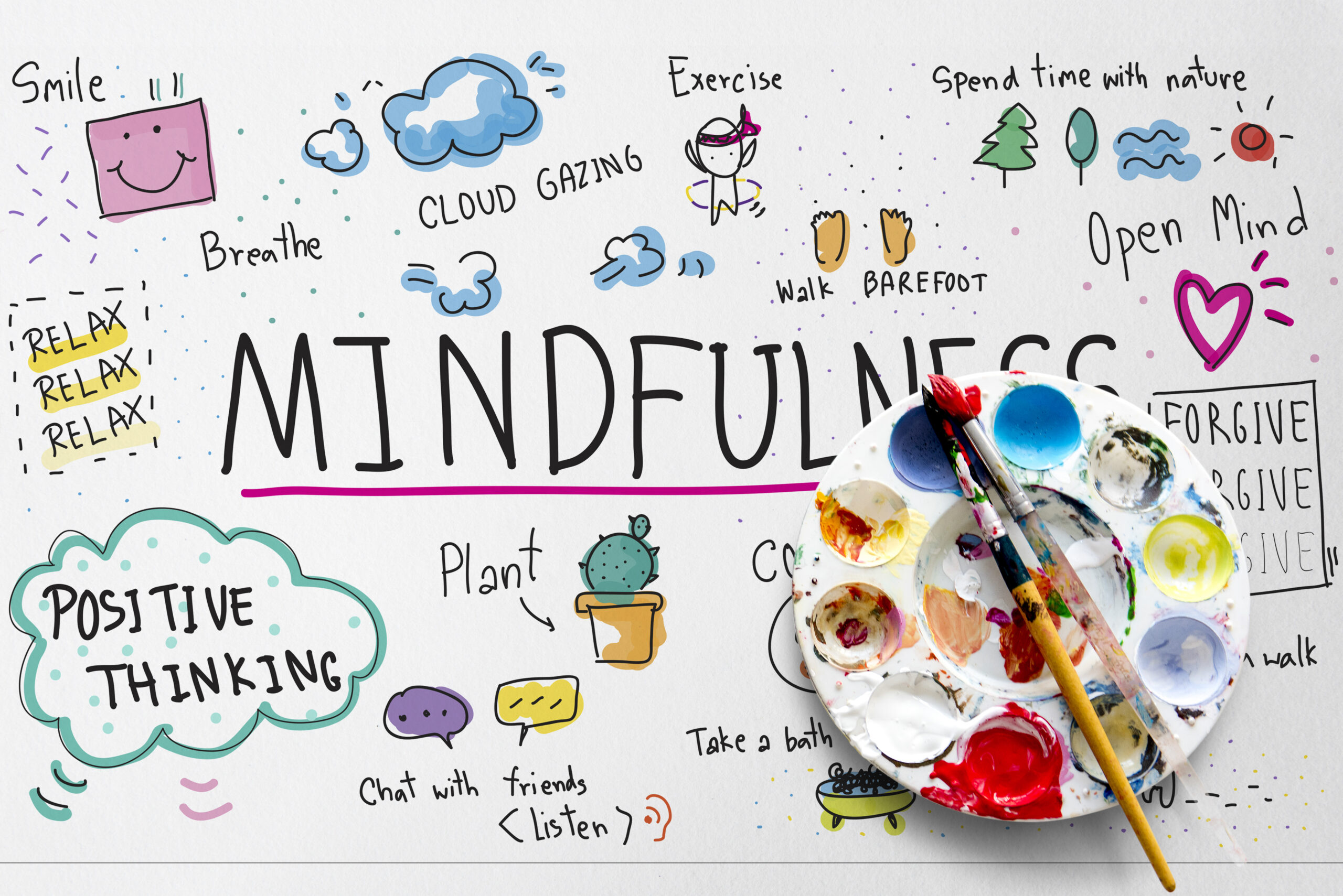 Illustration of mindfulness leisure art activity